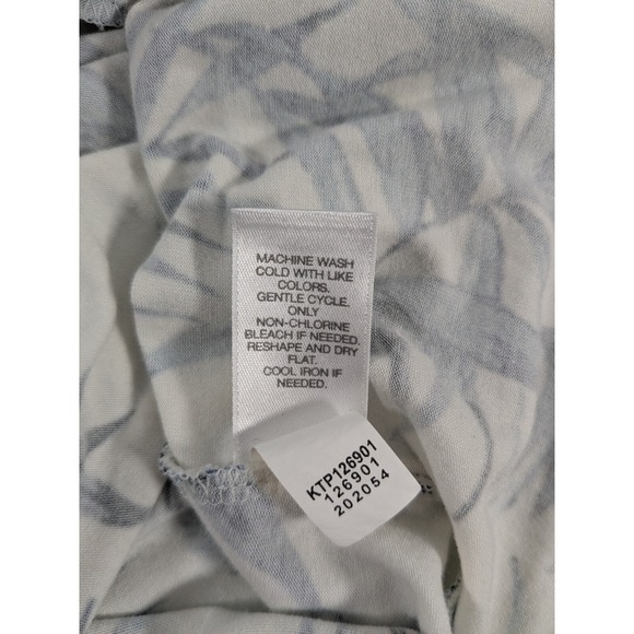 J. Jill Womens Tropical Empire Waist Tunic L White/Blue 3/4 Sleeve Comfy Stretch - Picture 7 of 12